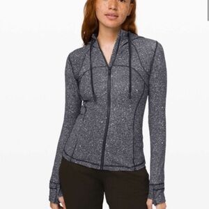 Black and White Speckled Hooded Define Jacket Size 8